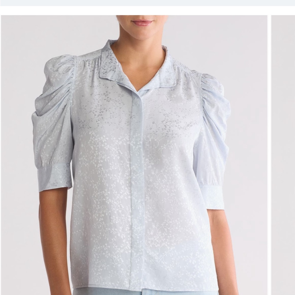 Frame “Gillian” Light Blue Silk Blouse - Picture 2 of 6